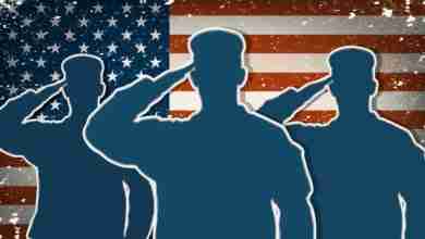 Three Us Army Soldiers Saluting On Grunge American Flag Backgrou