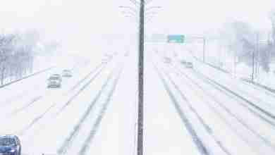 Symmetrical Photo Of The Highway During A Snowstorm