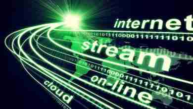 Earth, continents, light beams, digits and words like internet,