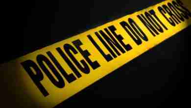 Police Line Tape On Black