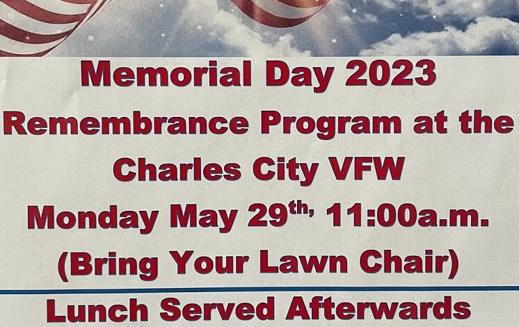 Memorial Day Observance Monday in Charles City