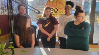 Several CCHS Drama students discussed the upcoming spring play "Trap" which premiers this weekend at the Charles Theatre.