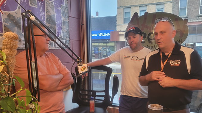 L to R – Jim Lundberg, Brian Bjorklund, and Dr. Brian Burnight discuss the upcoming bond referendum and proposed high school improvements during a Community Conversations segment on KCHA.