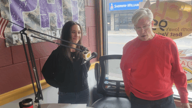 Charles City Arts Center Board Members Ashley Koebrick Schmidt and Lance Schreier.