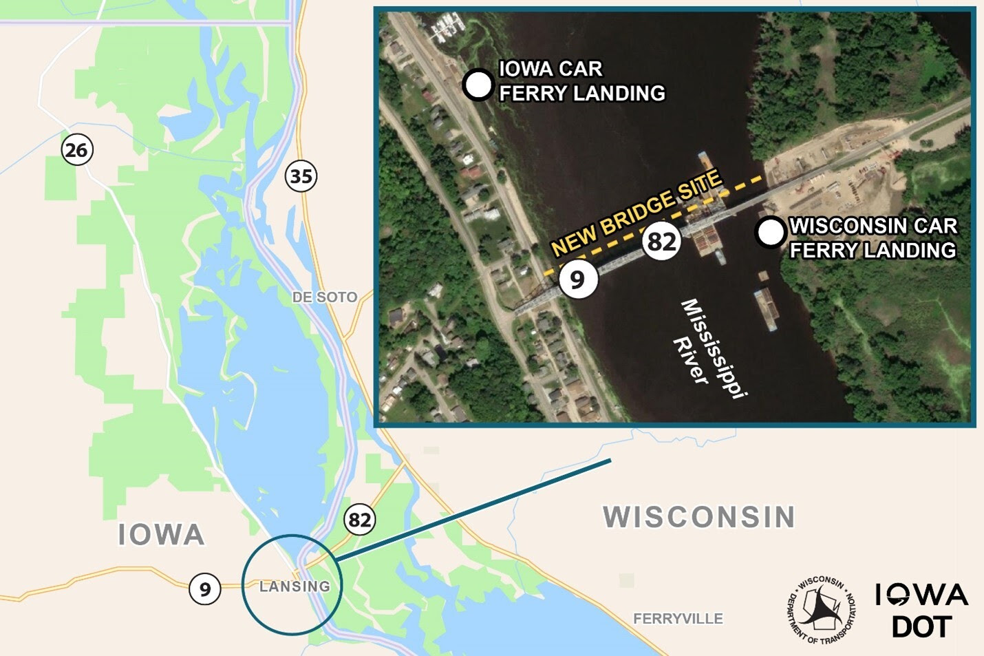 Mississippi River Ferry at Lansing to Begin Operation Monday (11.03)