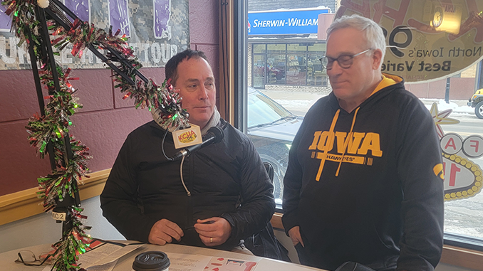 Mike McCarty (left) and Brian Fuller (right) of the Charles City Community Fund join KCHA’s Community Conversations to discuss their 2025 fundraising campaign and upcoming bowling tournament.