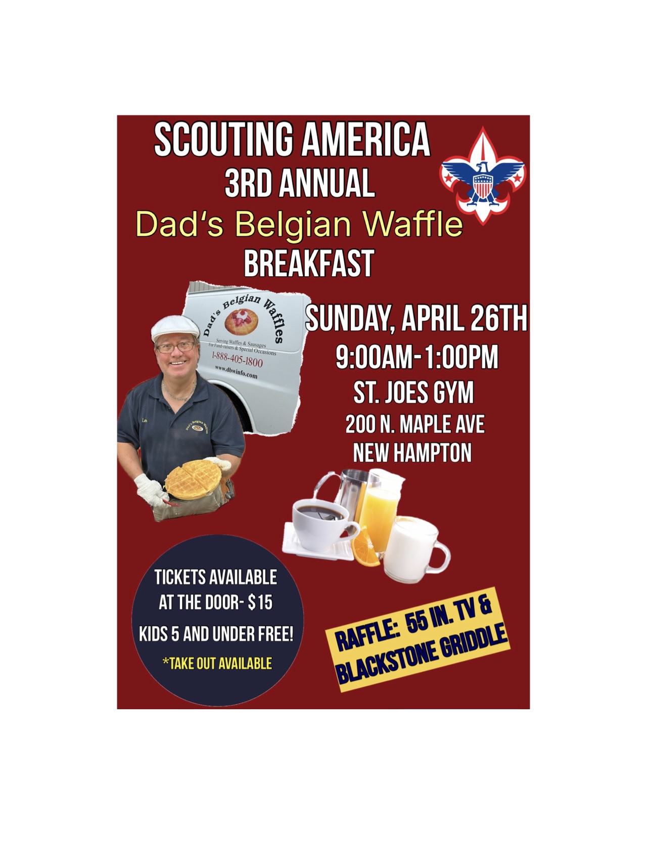 New Hampton Boy Scouts Host Annual Dad’s Belgian Waffle Breakfast Sunday (04.26)