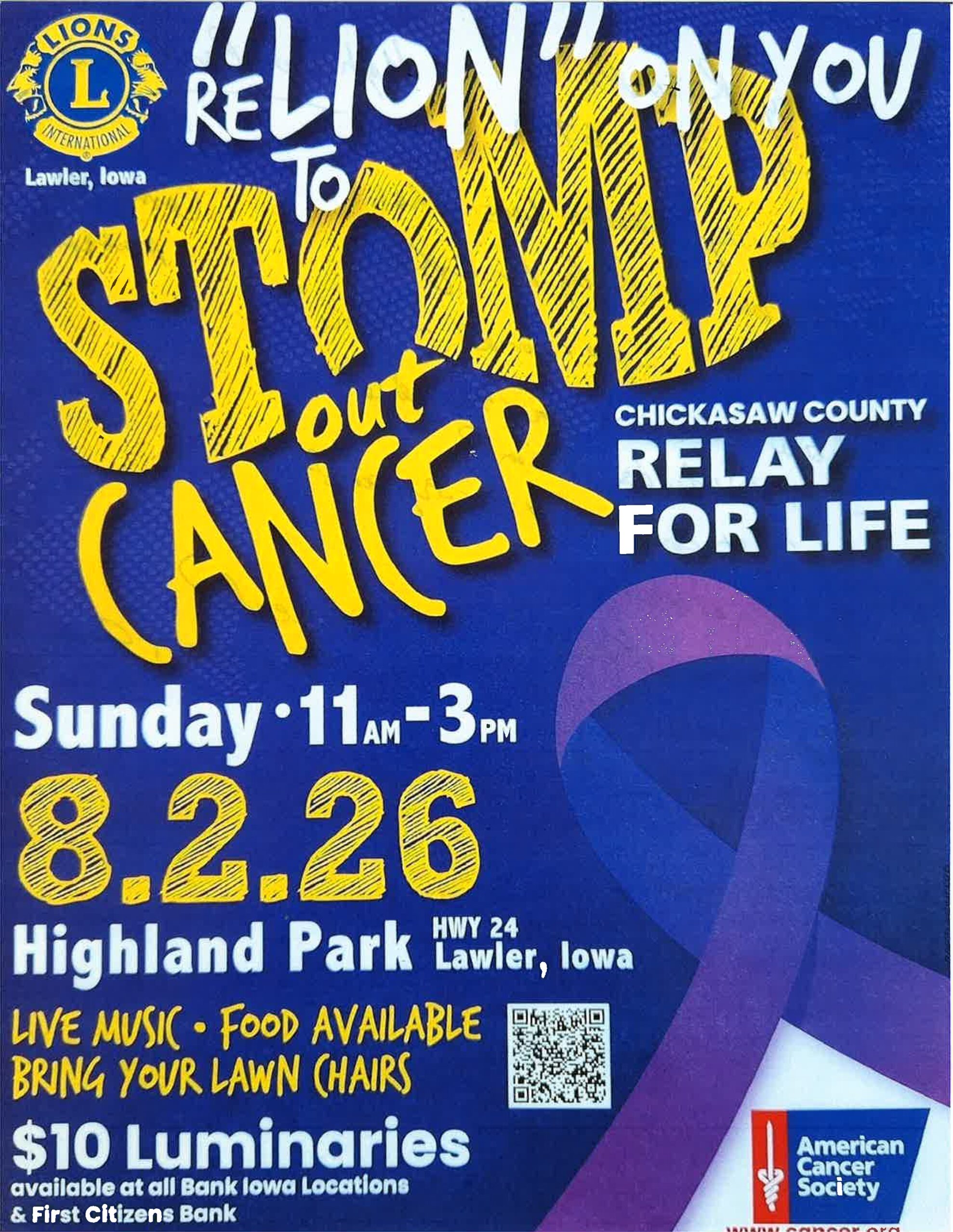 2026 Chickasaw County Relay for Life Sunday ( 08 . 02 ) in Lawler – KCHA News