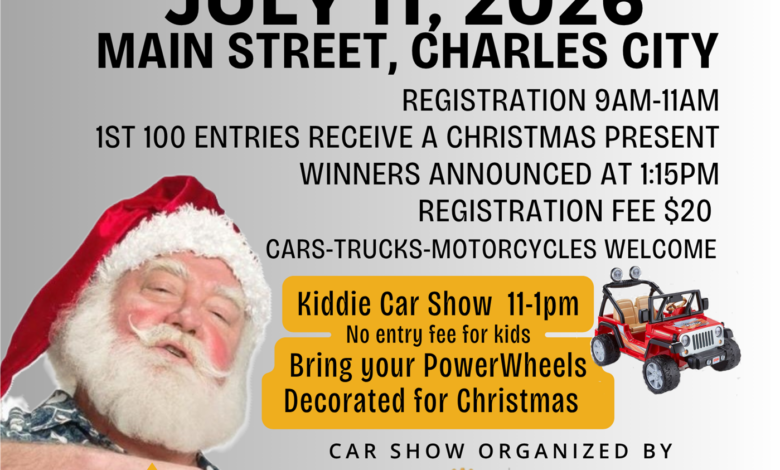 Charles City Rotary Club “Santa’s Shine & Show Car Show Saturday (07.11)
