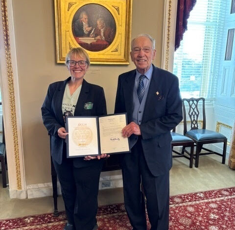 Sen. Grassley Presents Congressional Adoption Award to Northeast Iowa's My G.E.A.R. Outreach