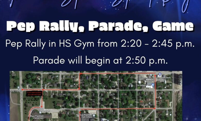 Nashua-Plainfield Homecoming Week 2026; Parade Friday (Oct. 2) Afternoon